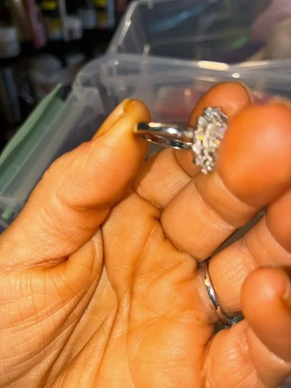 Sterling Silver Halo Flower Cluster Ring with Cubic Zirconia